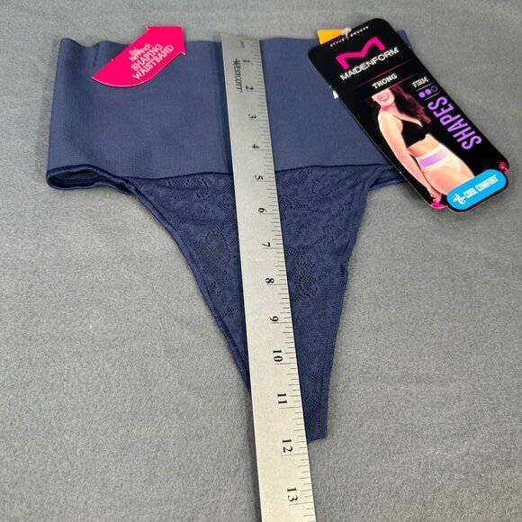 Maidenform Womens Size Small Shaper Thong Firm Control Lace Navy Blue New - Picture 9 of 10
